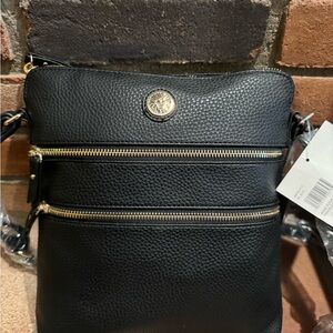 Anne Klein Pebble-look Black Traveler Xbody Purse